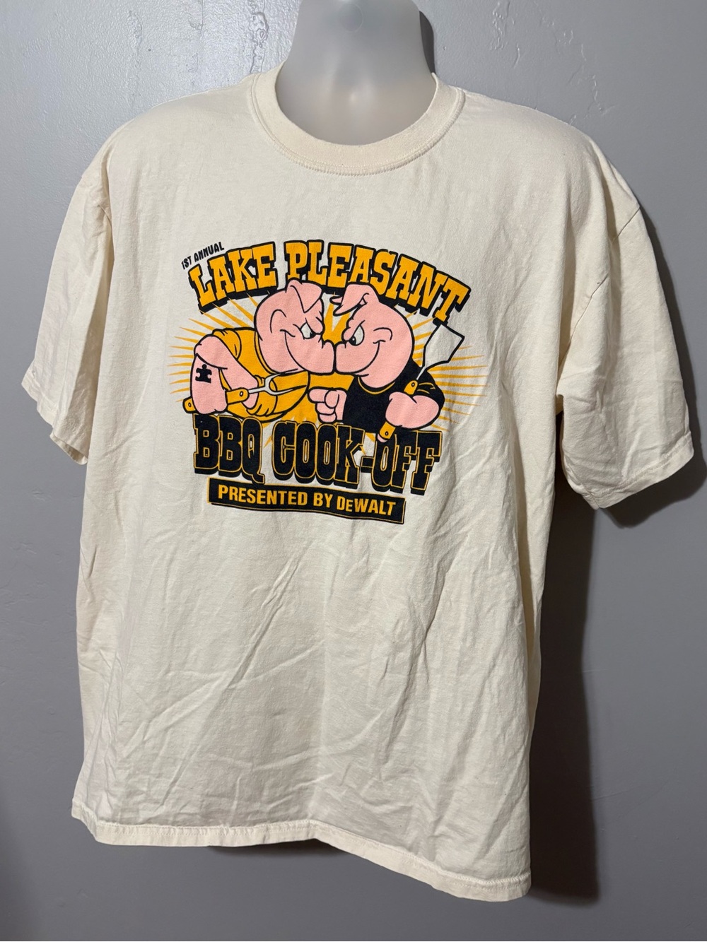 Vtg 1st annual Lake Pleasant Bbq Cook-off T Shirt Dewalt Men’s XL Pigs Az